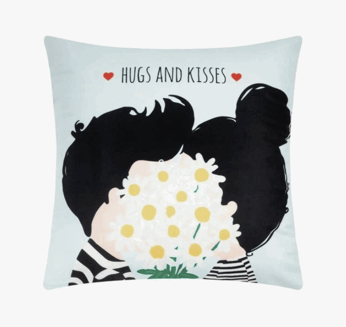 Подушка Этель "Hugs and kisses" 40*40 см велюр 100% п/э 9101183