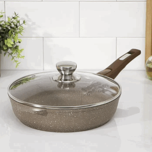 Сковорода 26см со съемной ручкой и стекл. крышкой АП Гранит brown арт. с024806