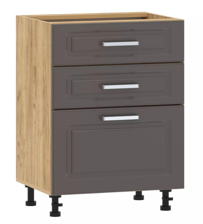 Тумба кухонная "Вокс" 100.06 600 (Софт Графит, Дуб Крафт Золотой) без столешницы