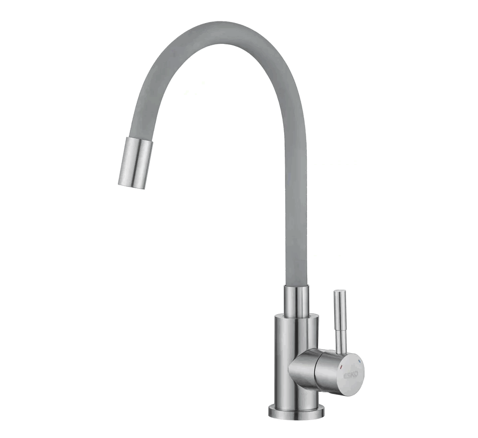 Смеситель для кухни K44SG Kitchen гибкий излив нерж. сталь/серый ESKO