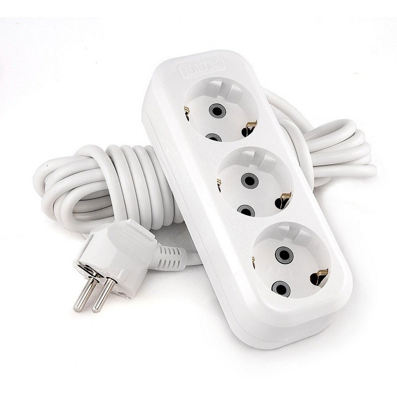 Удлинитель сетевой LUX У3-Е 250В 16А 3-м 3м с з/к