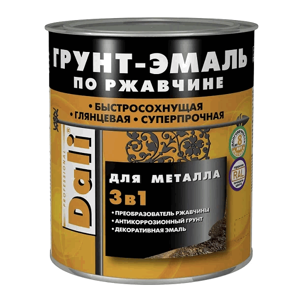 Грунт-эмаль Dali 3в1 по ржавчине 0,75л белый