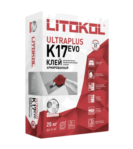 Клей фиброармированный ULTRAPLUS K17 EVO тиксотропный (25кг)