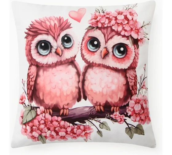 Подушка Этель "Совушки" 40*40 см 100% п/э велюр 10781891