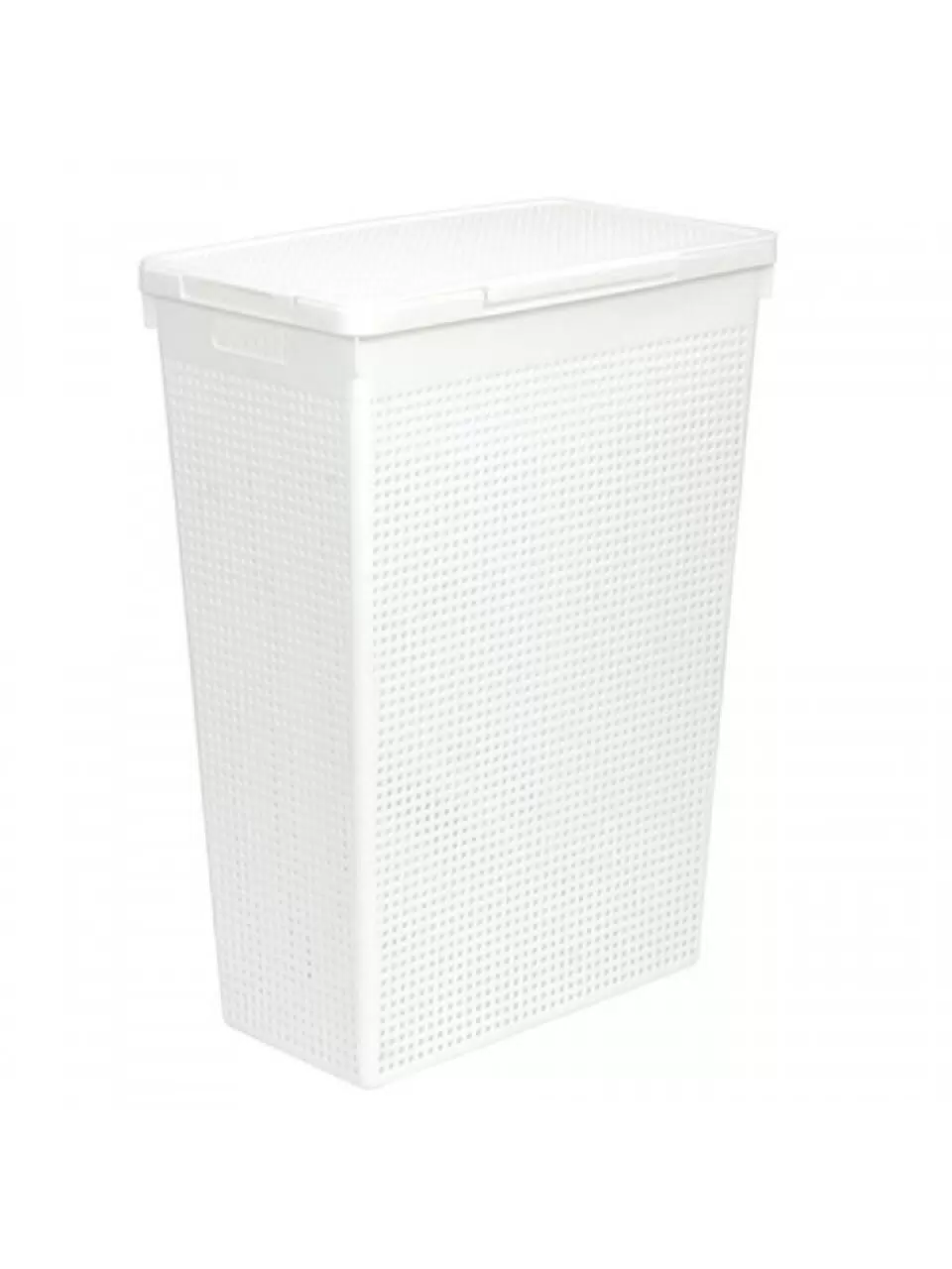 Корзина д/белья "Лофт" 50л с крышкой узкая белый