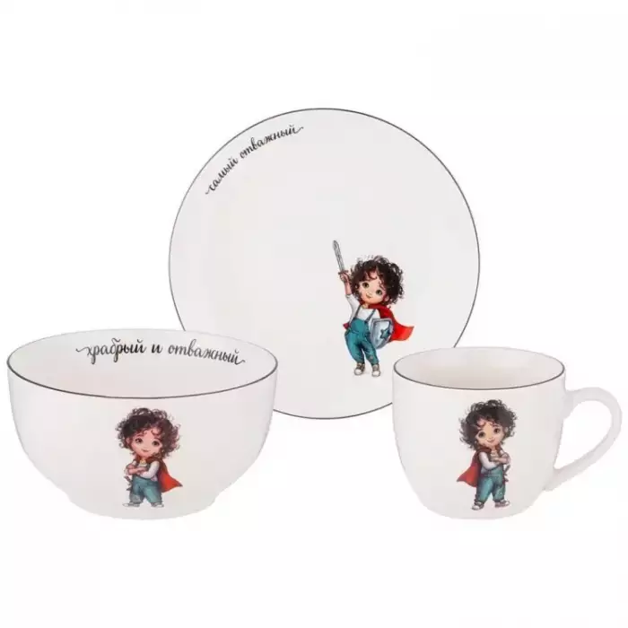 Набор посуды lefard "Самый отважный" 3 пр.: салатник 470мл, тарелка 20см, кружка 220мл арт. 260-678