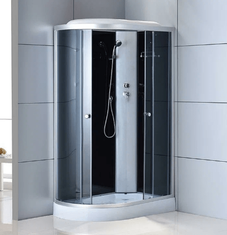 ***Кабина душевая ECO-22 Black(R) AQUARIUS низкий поддон 15см 120*80*215 тонир.стекло. проф. серебро