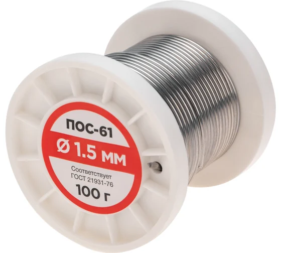 Припой без каниф. ПОС-61 катушка 1,5мм 100гр REXANT