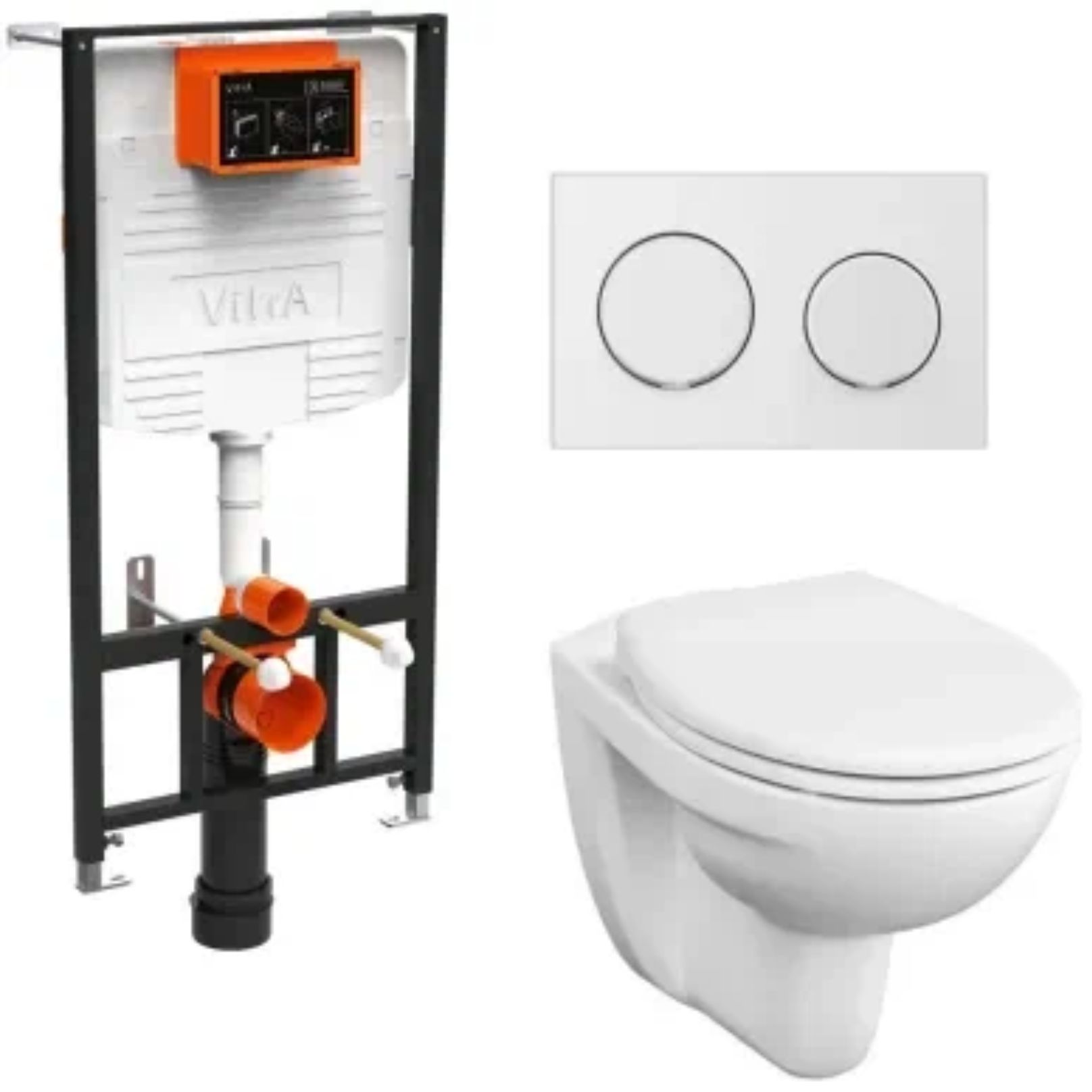 Комплект: подвесной безободковый унитаз Vitra S10 Splinflush с сид., с микролифт., инст. и панель