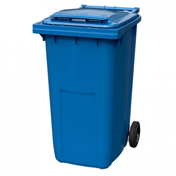 Бак д/мусора 240л на колесах (серо-синий)