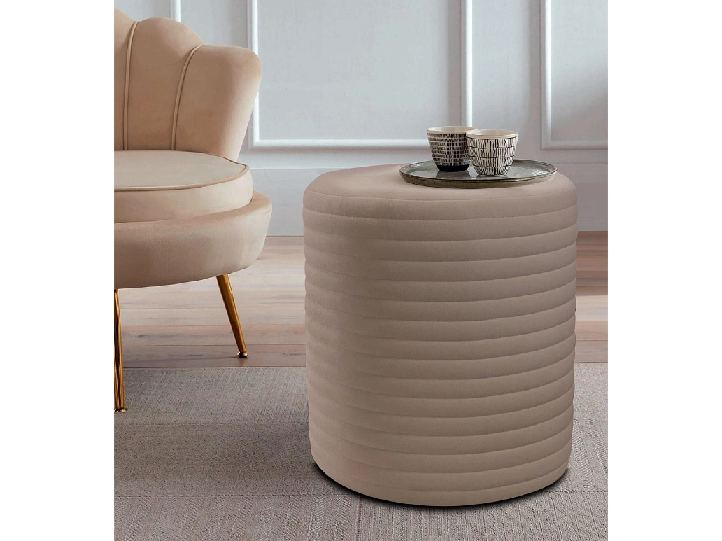 Пуф круглый без ножек горизонт. стяжка/№8 какао