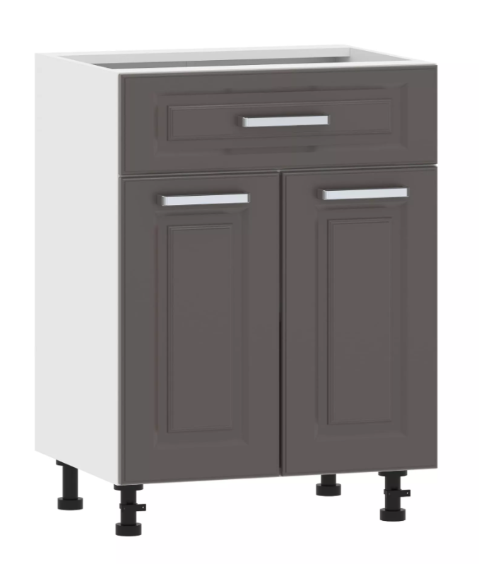 Тумба кухонная со столеш. 100.09 600 "Вокс" Софт графит, Белый 1 ящик 2 двери 100.09 600