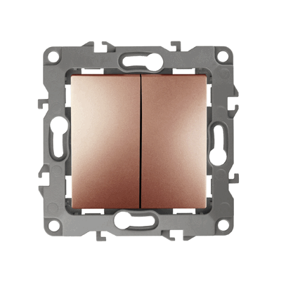 *Выключатель двойной ЭРА 10АХ-250В, IP20, без м.лапок, Эра 12, медь