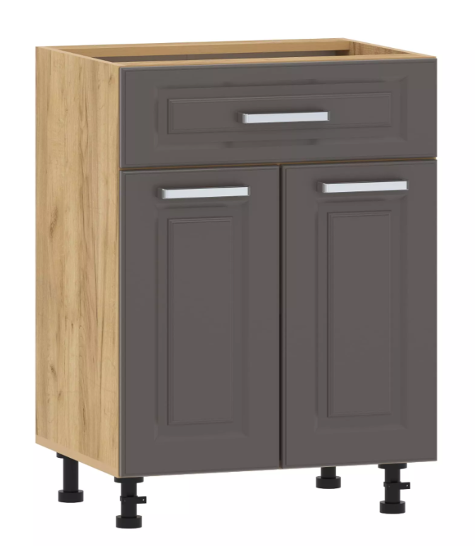 Тумба кухонная "Вокс" 100.09 600 (Софт Графит, Дуб Крафт Золотой) без столешницы