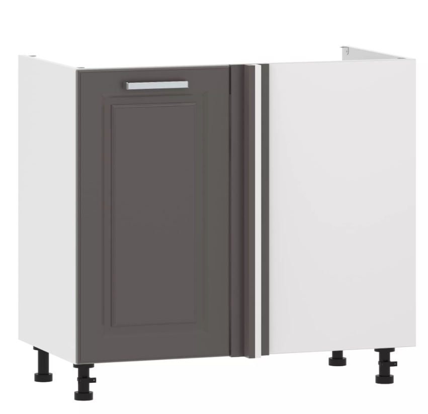 Тумба под мойку угловая со столеш. 100.11 1000 "Вокс" Софт графит, Белый 