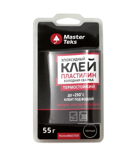 Клей-пластилин эпоксидный MasterTeks HomeMaster термостойкий Холодная сварка 55гр черный