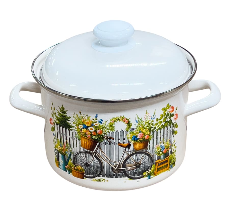 Кастрюля эм цил 3,0л "Романтика" мет/кр нерж/об пл/руч С-1612АП2/4Жм