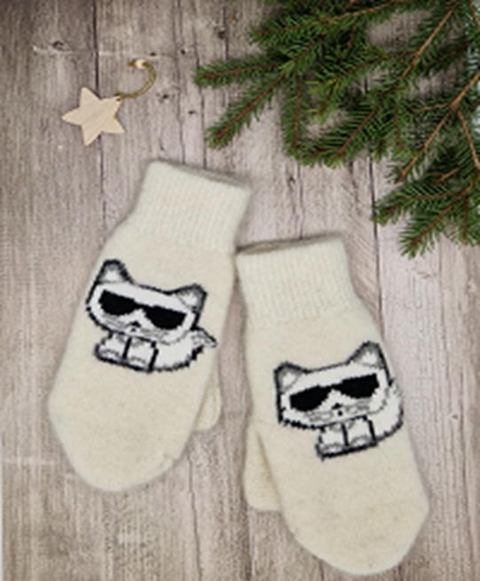 Варежки шерстяные "Кот" 300110 