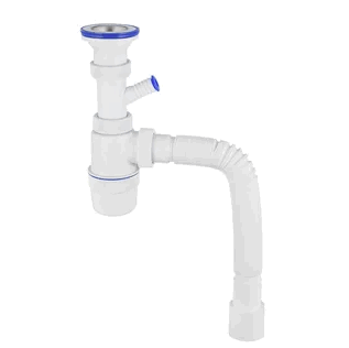 Сифон мини 1 1/2*40 телескоп.с нерж.выпуском 63мм и отводом