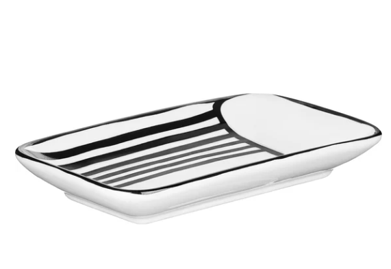 Мыльница Grafica, 8*13*2 см белый черный