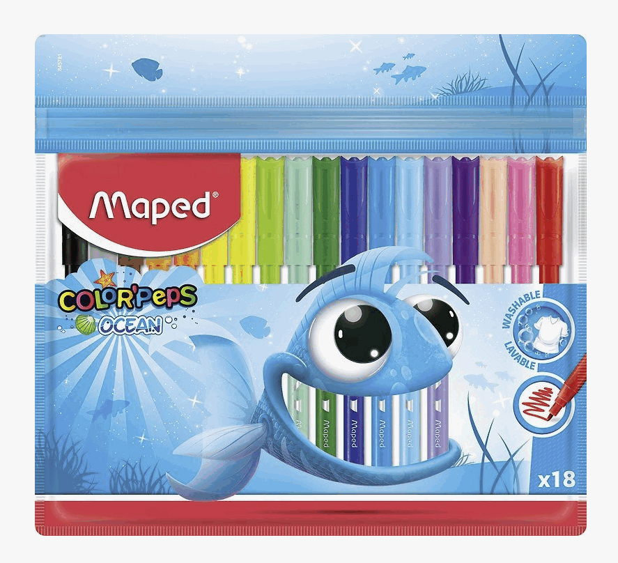 Фломастеры MAPED COLOR'PEPS OCEAN стандартные 18 цв. кругл. корп. стандартные пакет
