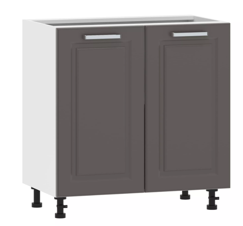 Тумба кухонная со столеш. 100.02 800 "Вокс" Софт графит, Белый 2 двери 100.02 800
