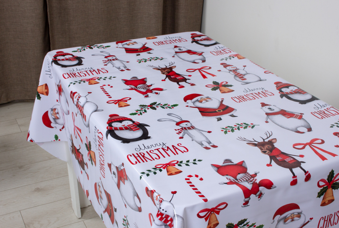 Клеенка Глянец 140 см, Веселые друзья НГ, STS6059-1