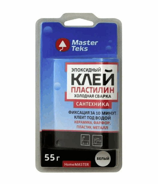 Клей-пластилин эпоксидный MasterTeks HomeMaster для сантехники Холодная сварка 55гр белый