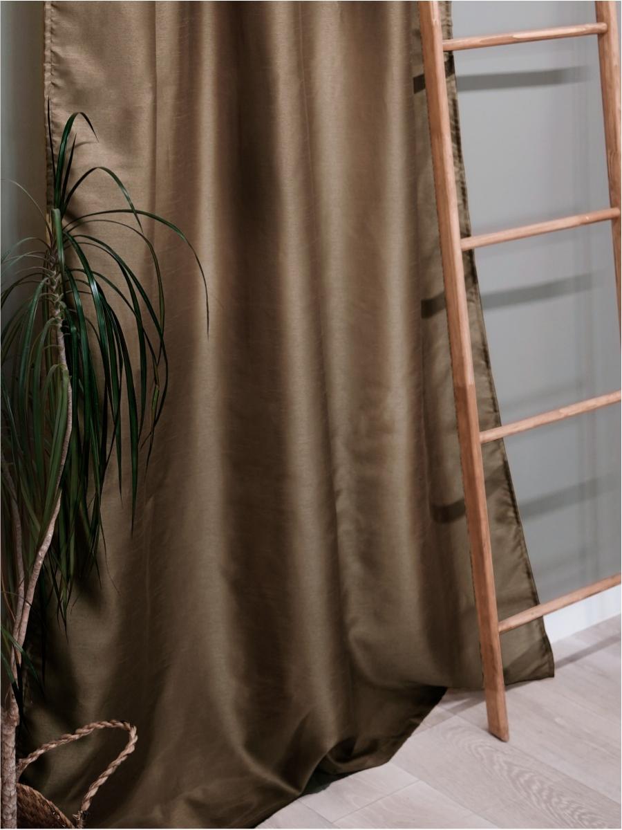 *Шторы портьер. жаккард БАМБУК однот.JYP111 коричневый 190*260 2шт. 100933