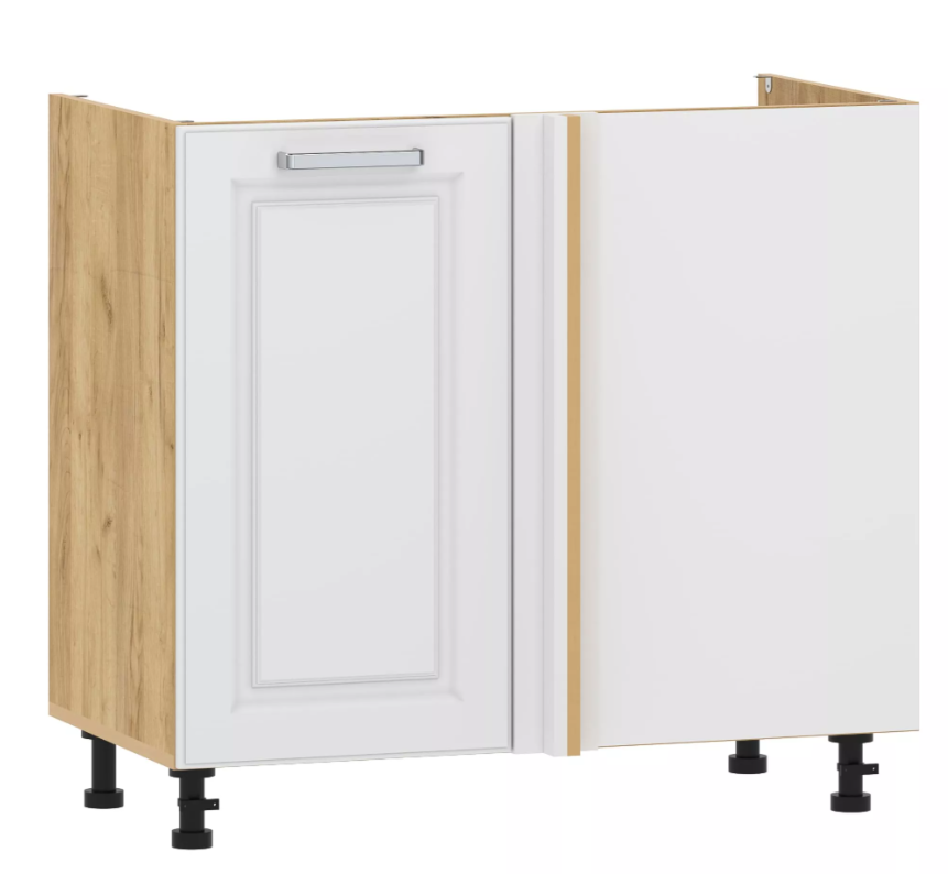 Тумба под мойку угловая "Вокс" 100.11 1000 (Меренга, Дуб Крафт Золотой) без столешни