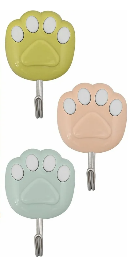 Набор из 3-х крючков "Следы" 4*5,5см, 3цв. 27.83