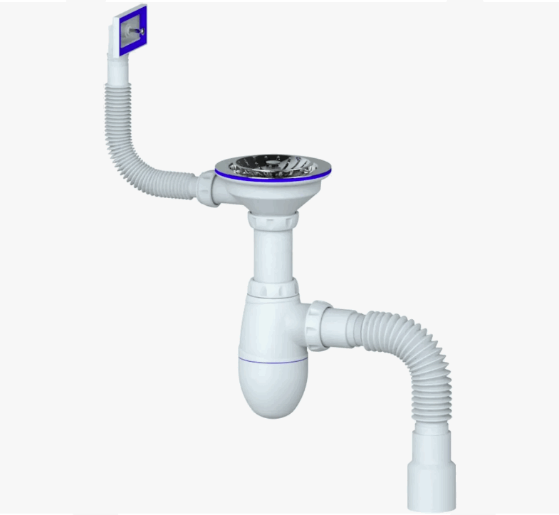 Сифон д/мойки с вып. 3.1/2*40 и прямоуг. перелив. и гибк. отв. 40*40/50 Unicorn В425