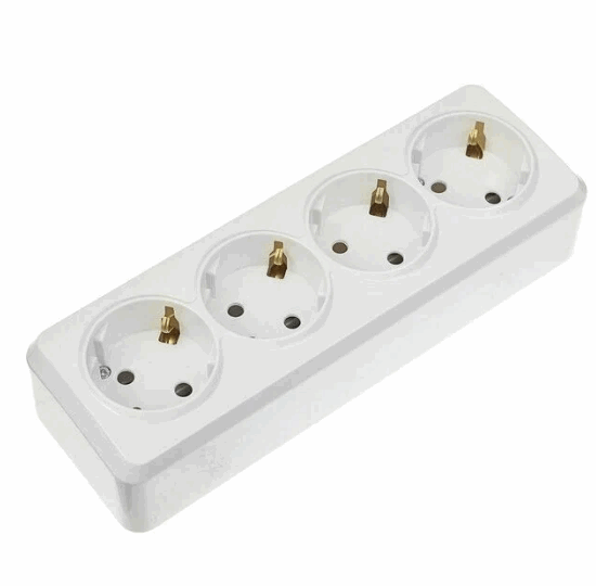 Розетка «Юпитер» 4-х местная 16А c/з белая SBE-03w-16-S4-Z