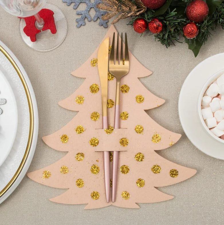 Набор конвертов для столовых приборов Доляна "Золотая ёлка" - 4 шт. полиэстер 9136418