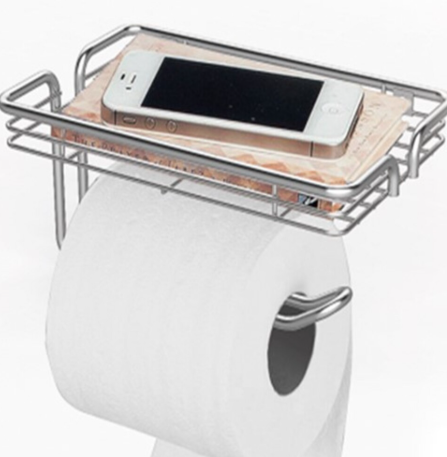 Держатель для т/б с подставкой для телефона, хром