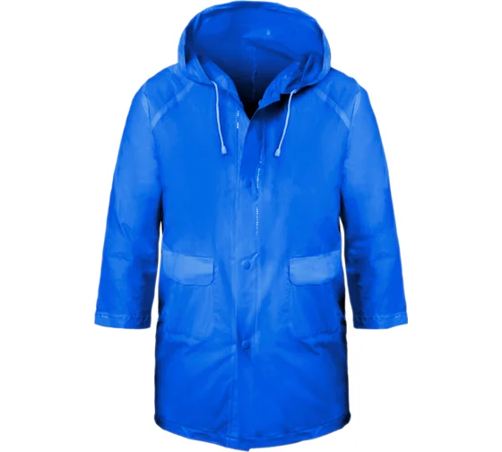 Дождевик детский 8-10 лет синий ПВХ с капюш. (на кнопках) Komfi