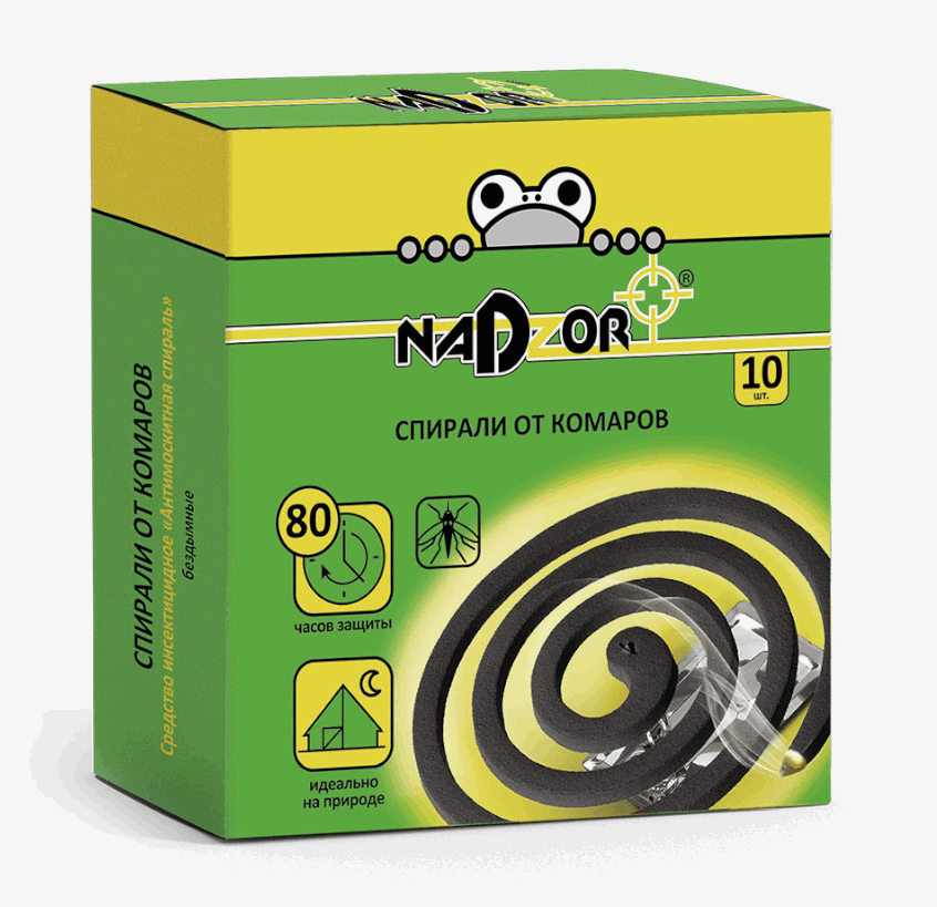 Спирали от комаров Nadzor малодымные без запаха черные 10шт ISM004B