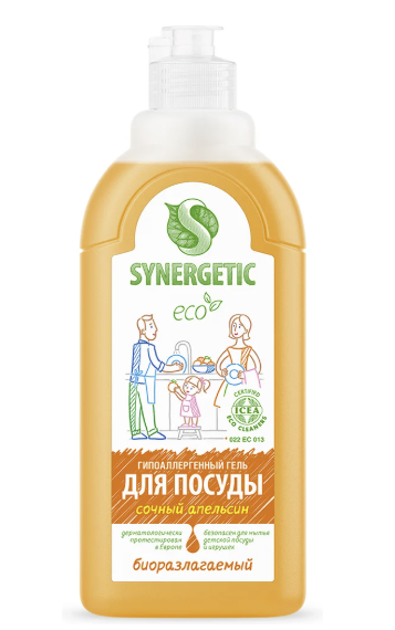 Ср-во д/посуды  Синергетик SYNERGETIC 0,5л Апельсин  103056/14