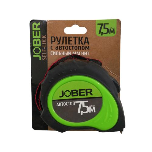 Рулетка 7,5м двухкомпонентная  (7,5м*25 мм) Jober авто-стоп, магнит