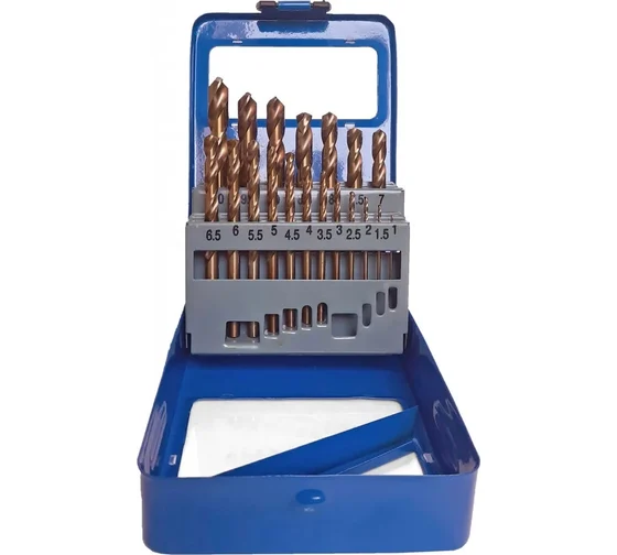 Набор сверл по металлу с кобальтом 5% в мет.кор. 2-8 мм (через 0,5 мм) 13 шт., Cutop Profi