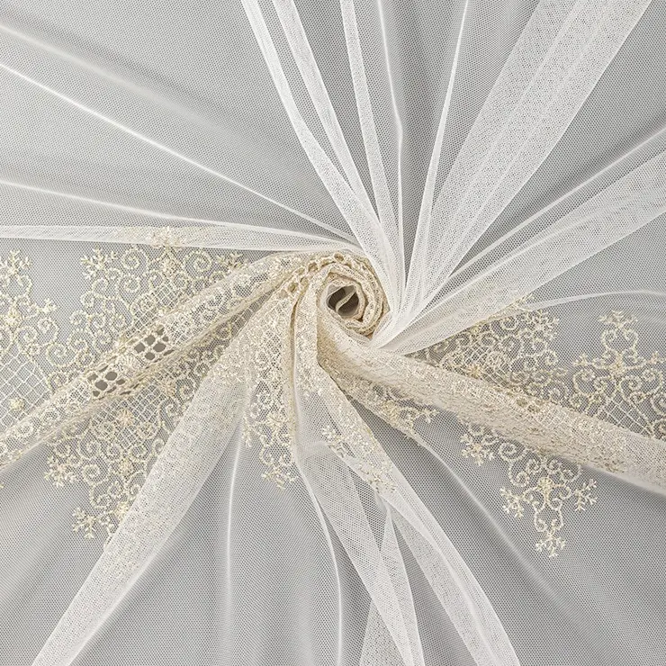 *Тюль Катрин 300*260 белый с золотом ГП