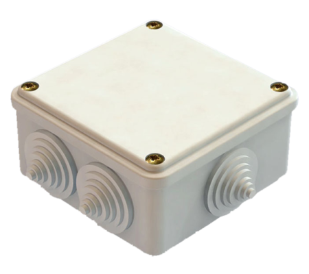 Коробка распред. 100*100*50 д/откр. уст. Greenel IP44 серая 6 вводов