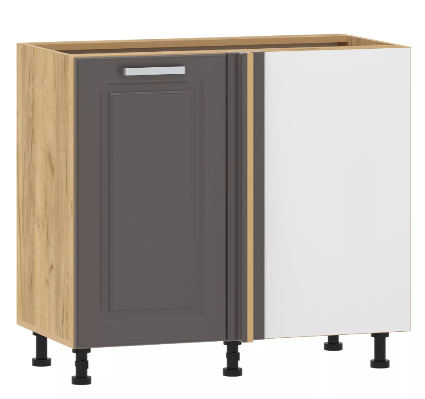 Тумба кухонная угловая "Вокс" 100.12 1000 (Софт Графит, Дуб Крафт Золотой) без столеш