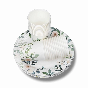 Набор однораз. посуды д/пикника и праздника на 12 пер. Цветы