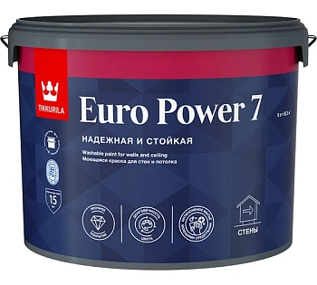 Краска EURO POWER 7 C мат.интер. стойкая к мытью 9л