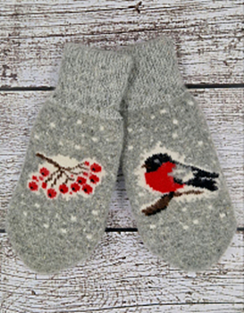Варежки шерстяные "Снегири" жен. 300108