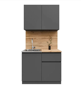 Кухня Лето 1,0м графит/графит/дуб вотан
