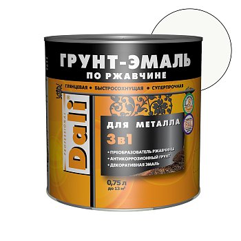 Грунт-эмаль Dali 3в1 по ржавчине 0,75л белый