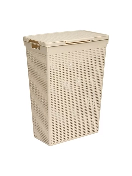Корзина д/белья "Лофт" 50л с крышкой узкая латте