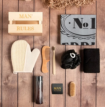 Набор подар. ЭТЕЛЬ Man rules полотенце 70*140см полотенце 30*60см и аксс (8 пр) 7992860